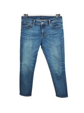 Ralph Lauren Denim & Supply Crop Skinny Jeans 30 Indie Boho Whiskered Blue Denim
